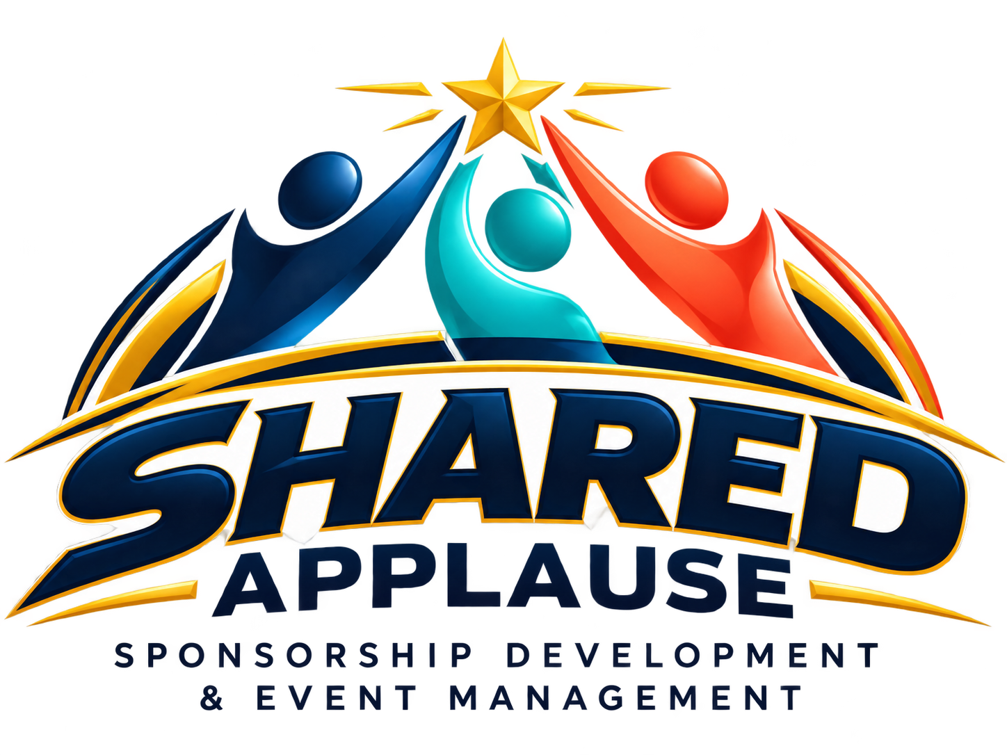 Shared Applause logo: three figures reaching together toward a shared golden star